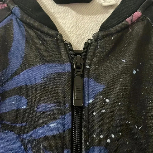 Puma Archive T7 Track Zip Up Track Jacket Black Purple Floral Sporty Women Sz XS - Picture 11 of 11